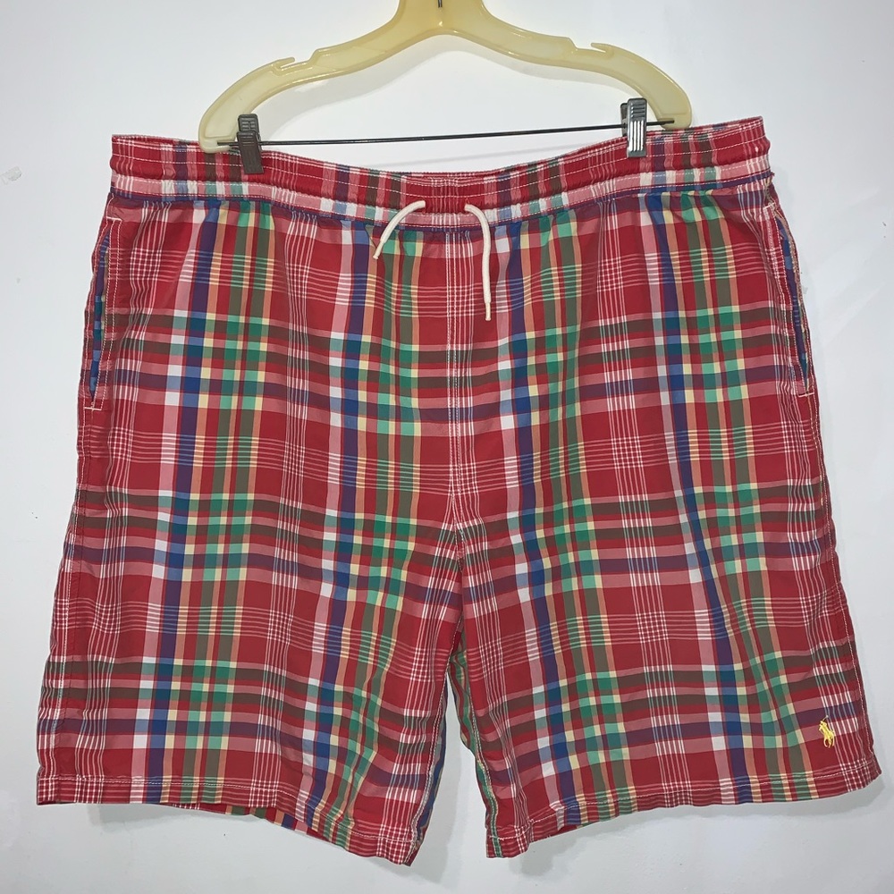 Polo Ralph Lauren Plaid Swim Trunks Size 2X Big Yellow Pony